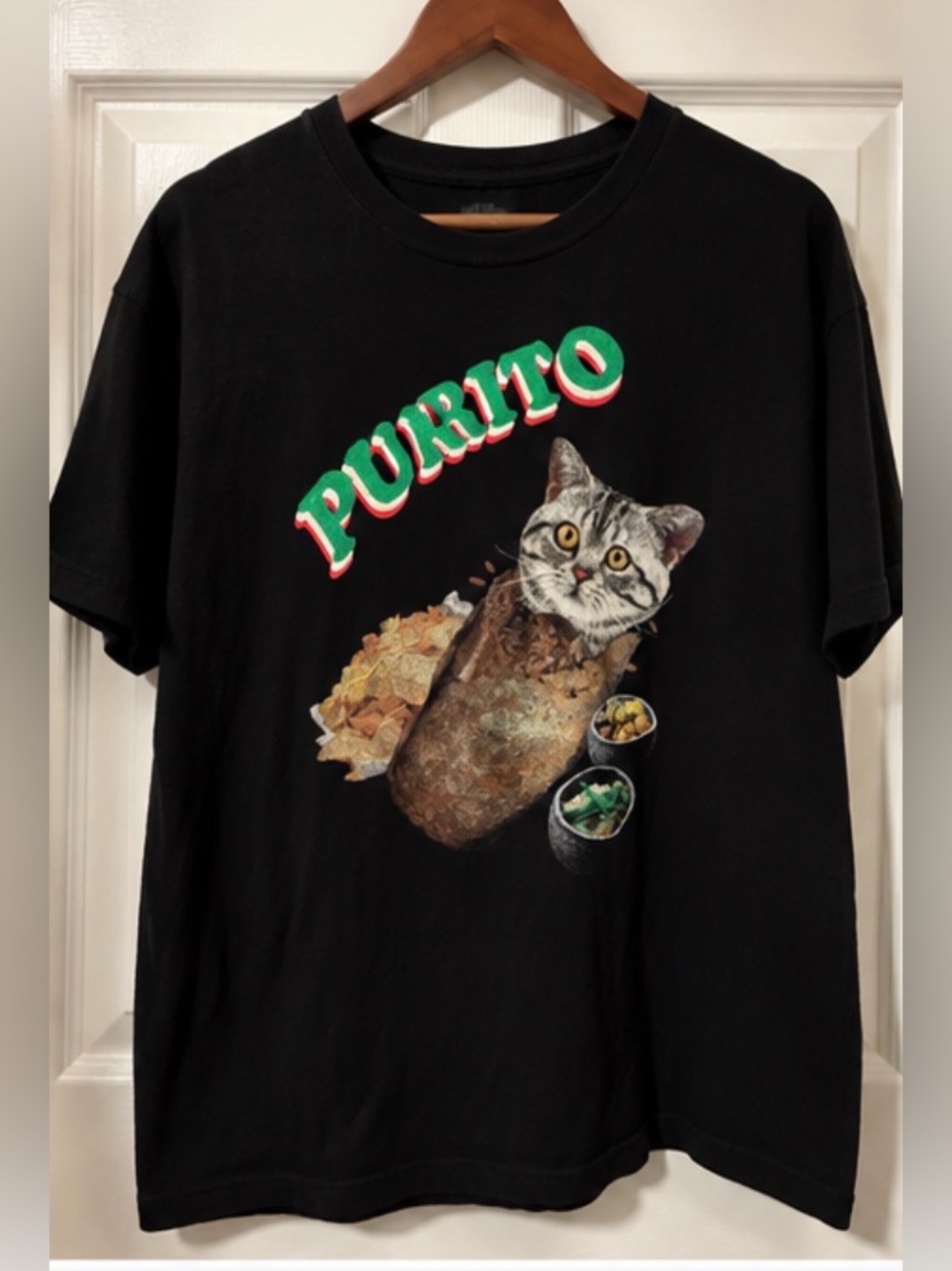 Arbor PURRITO Cat Graphic Tee - Black with Green & Red Text